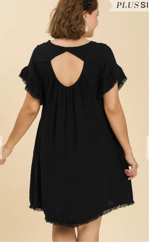 Frayed black dress