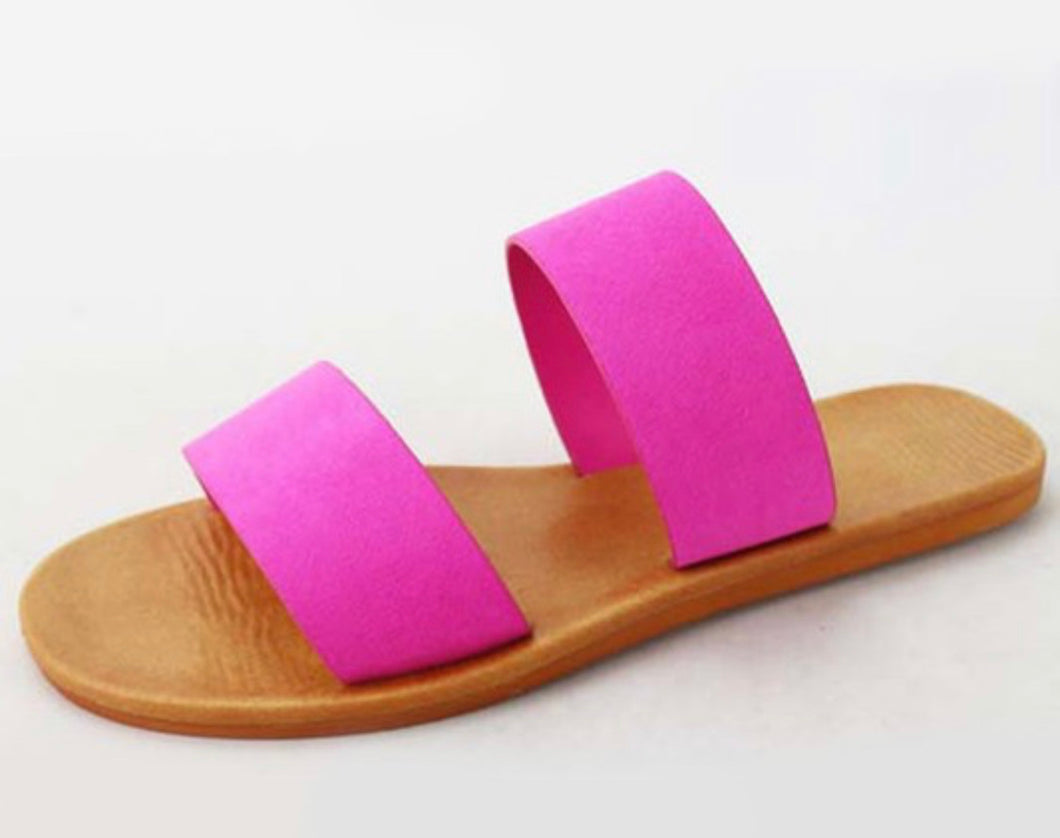 Hot Pink double Strap sandles